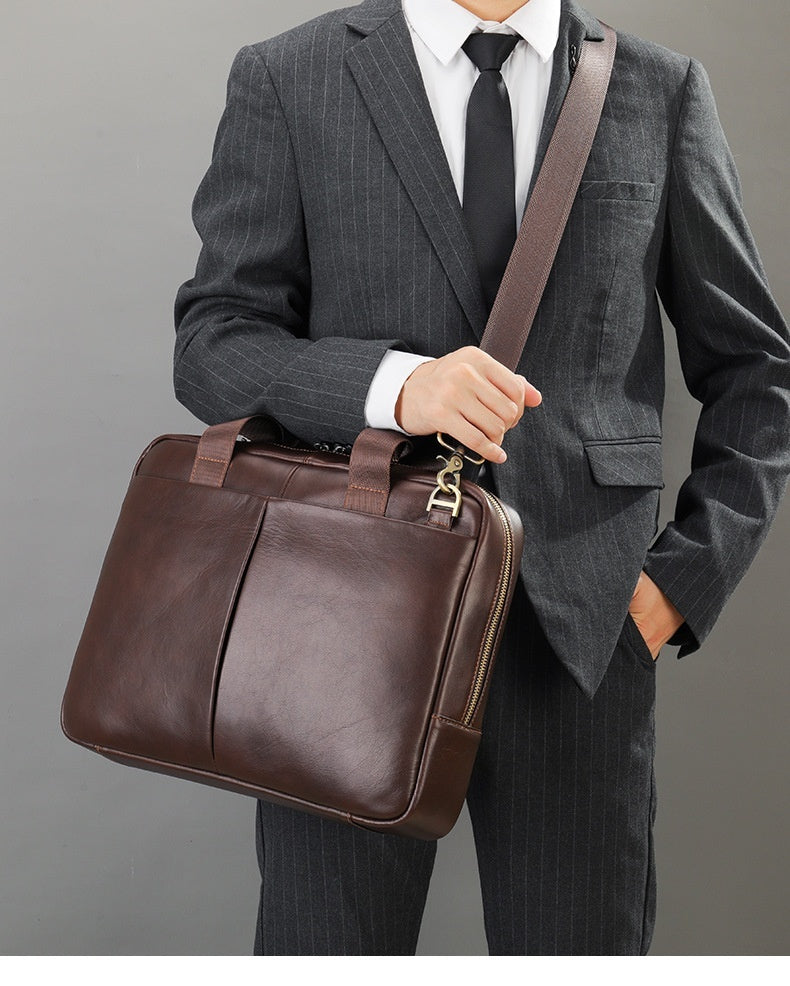 Genuine Leather Large Capacity Briefcase Computer Bag