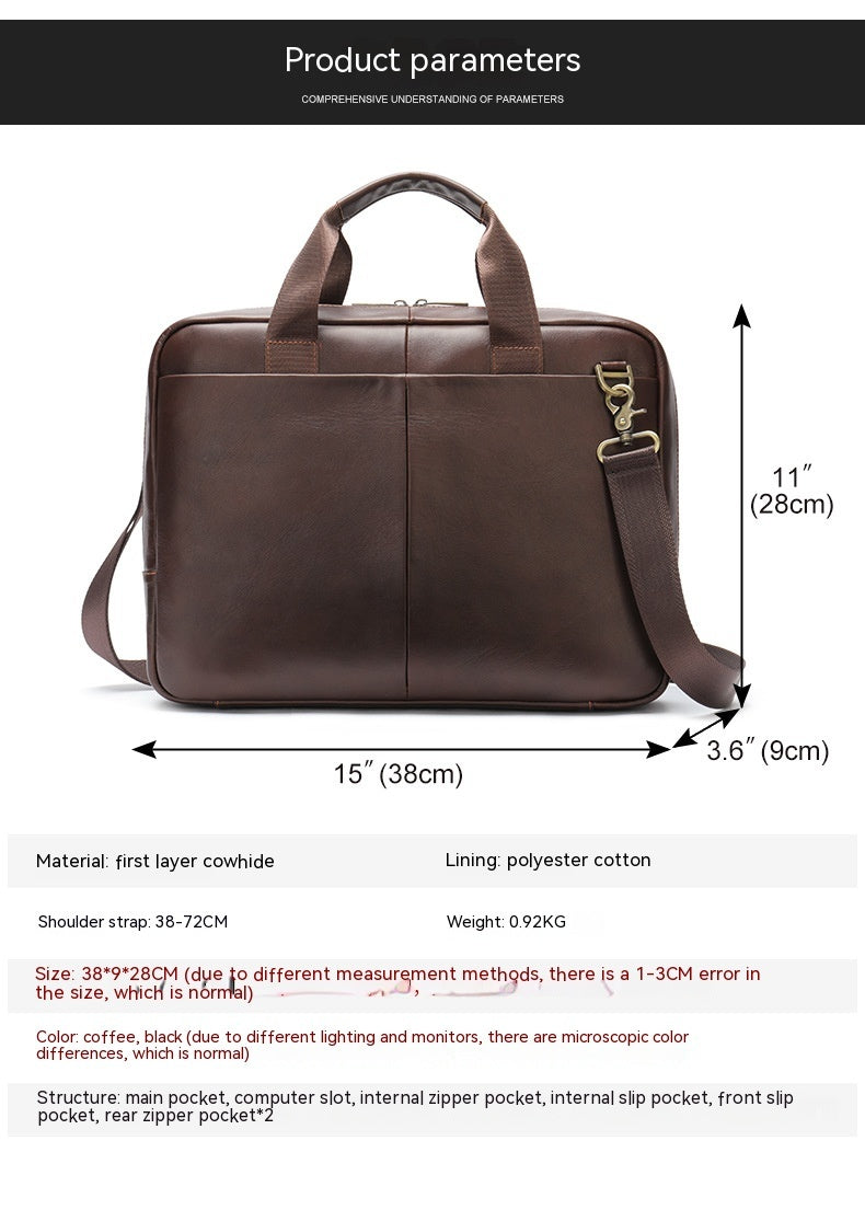 Genuine Leather Large Capacity Briefcase Computer Bag