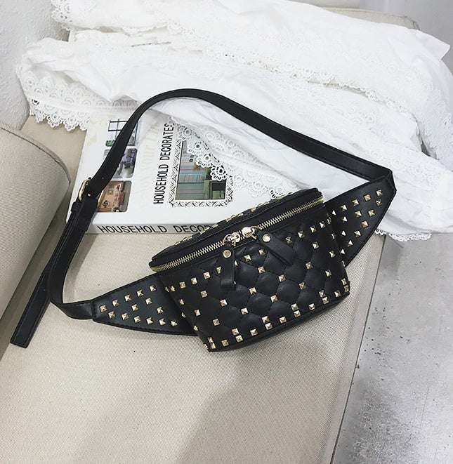 Studded rhombic pocket bag