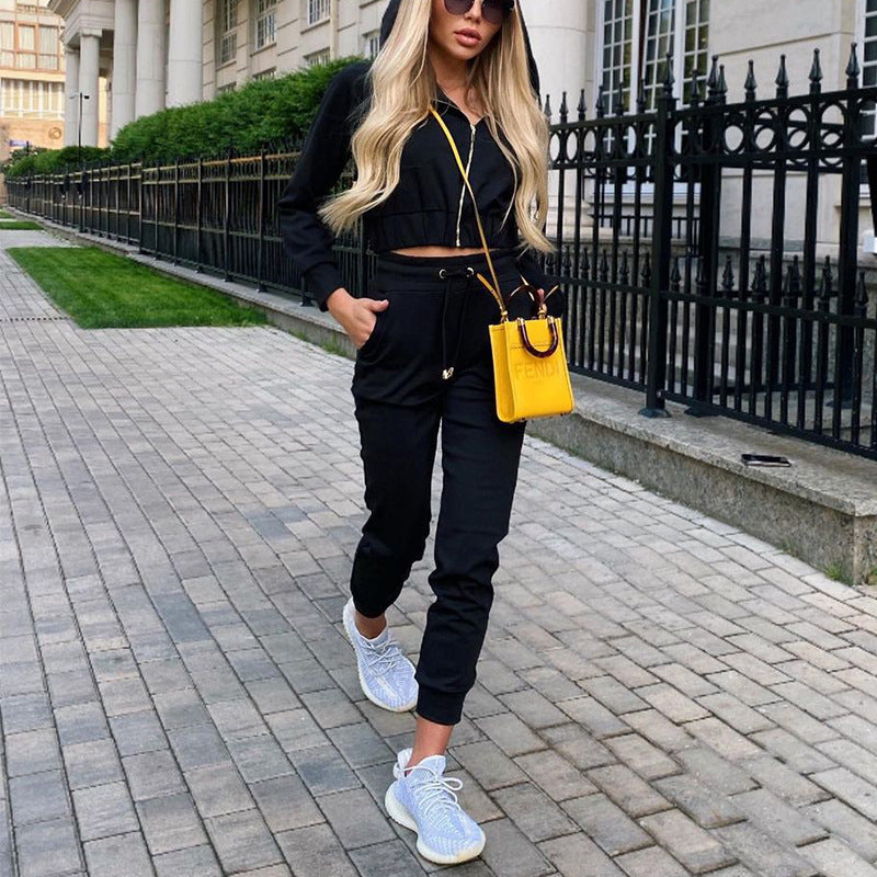 Casual Zipper Hooded Sports Suit