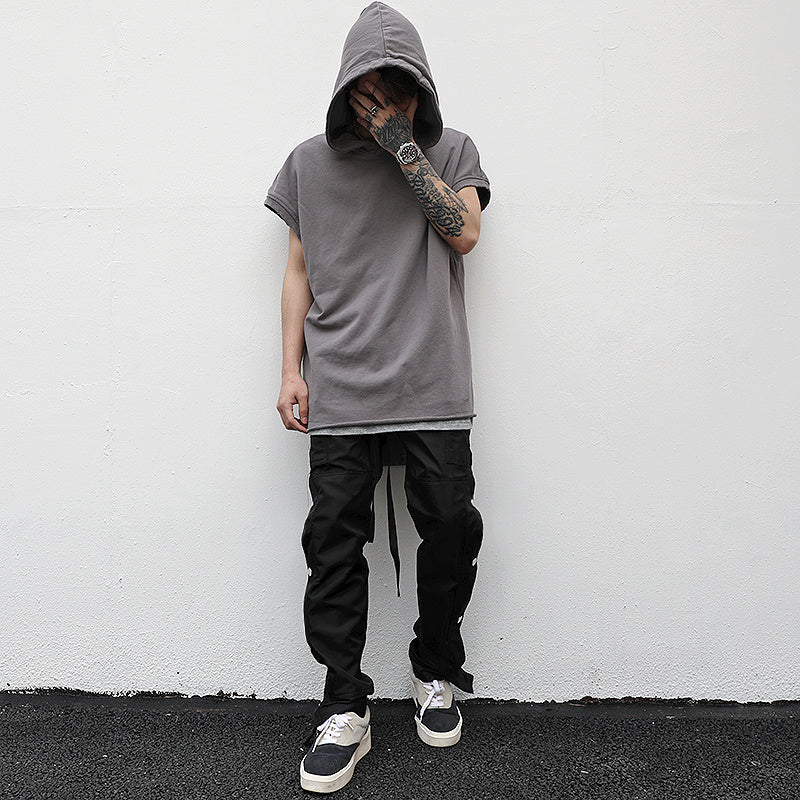 Solid color sleeveless hoodie