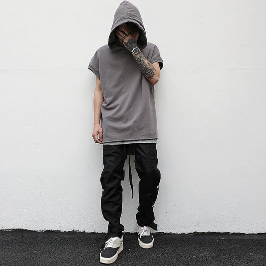Solid color sleeveless hoodie
