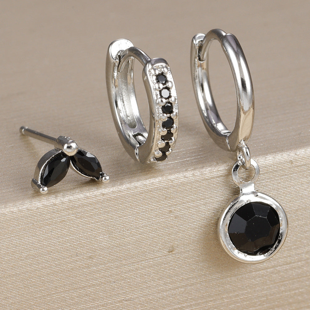 Micro Inlay Round Zircon Earrings