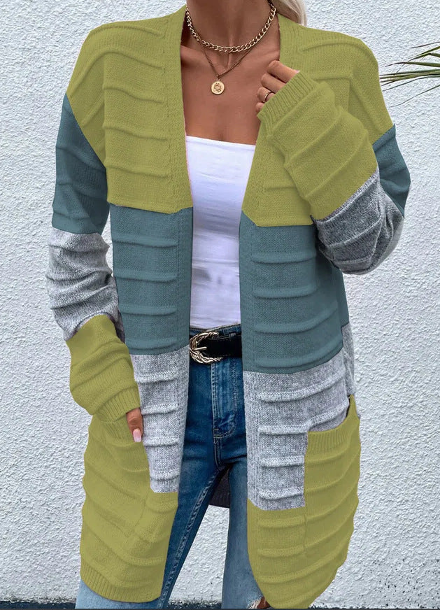 Tri-Color Comfy Style Cardigan