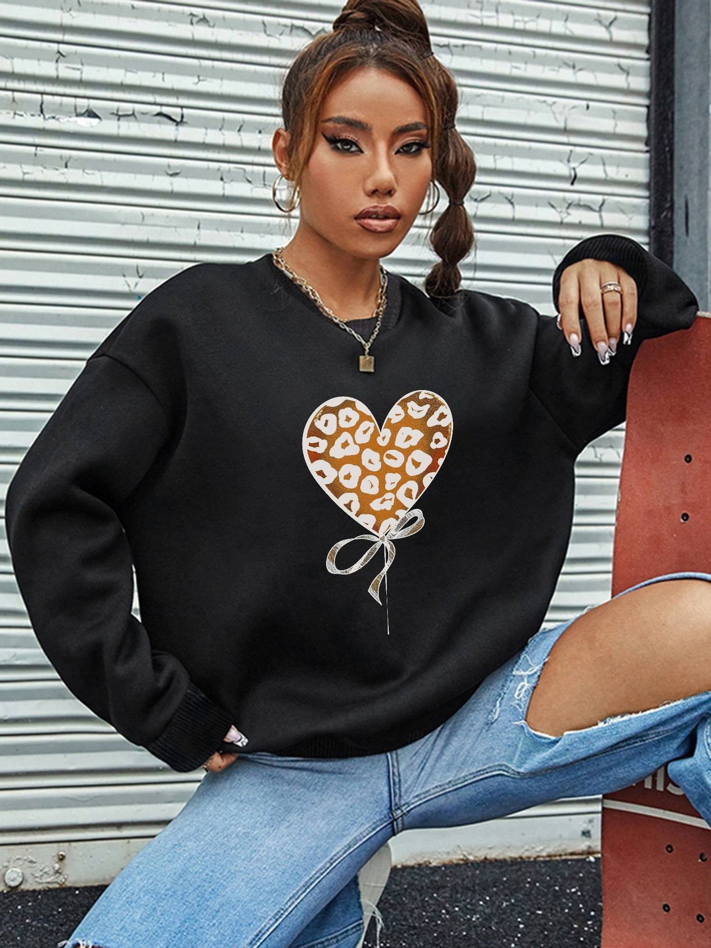 Women's Leopard Heart Top