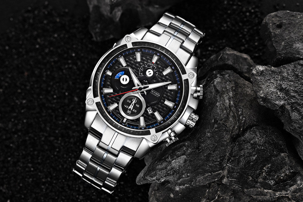Men's Luminous Waterproof Stainless Steel Quartz Watch