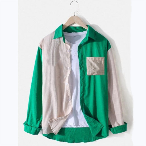 Men's Colorblock Slim Long Sleeve Shirt