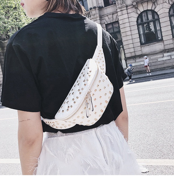 Studded rhombic pocket bag