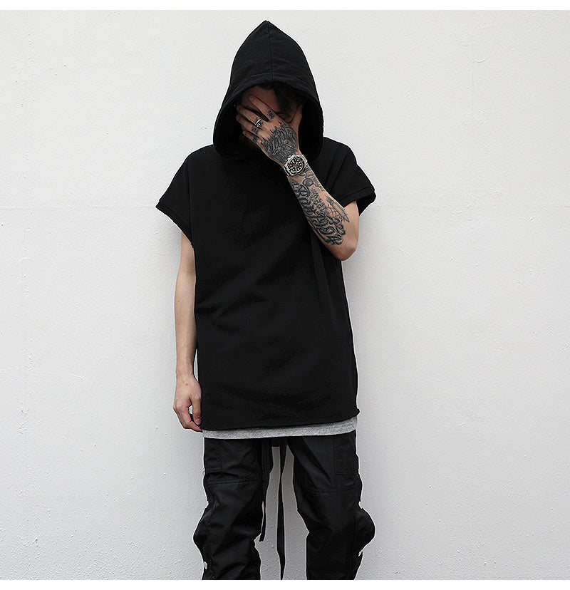 Solid color sleeveless hoodie