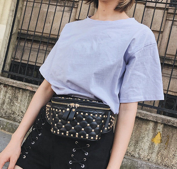 Studded rhombic pocket bag