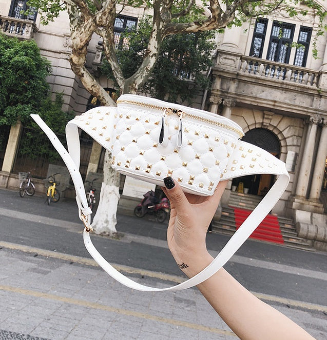 Studded rhombic pocket bag