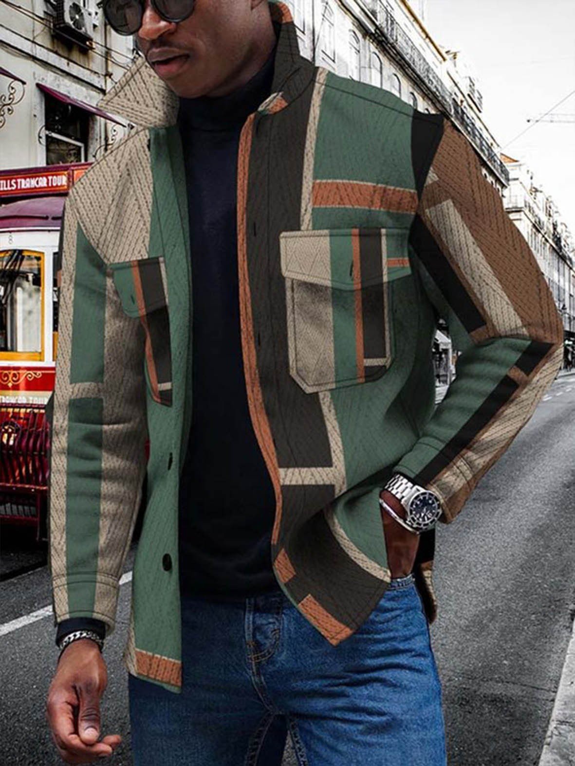 Men's Patchwork Coat