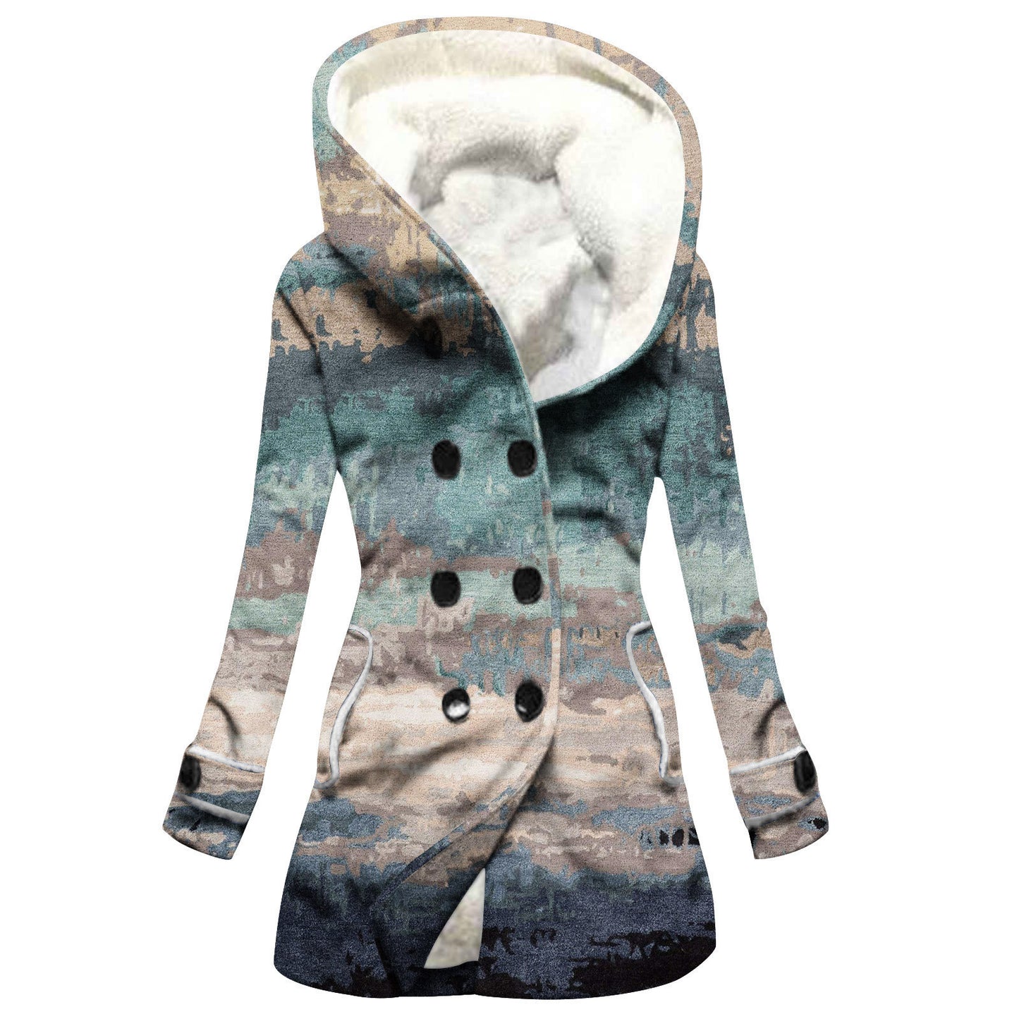 Designer Style Faux Lamb Hooded Coat