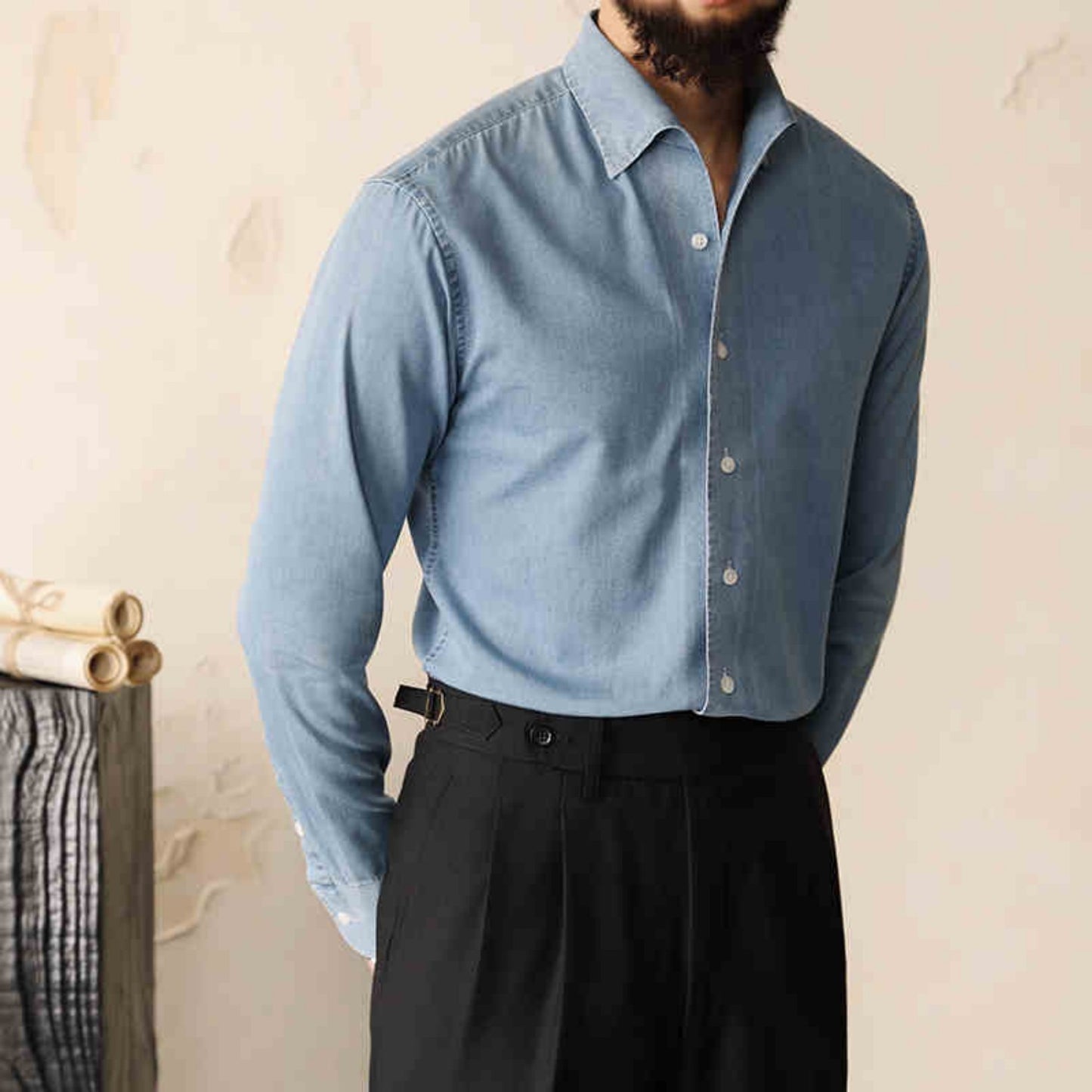 Business Loose Iron Free Solid Color Shirt