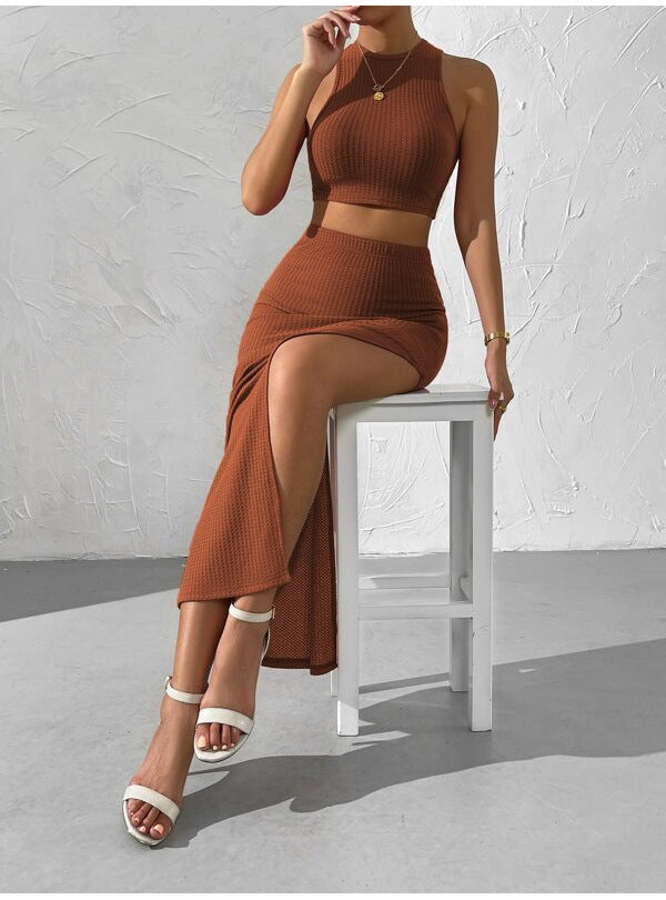 Women's Knitted Long Skirt Set