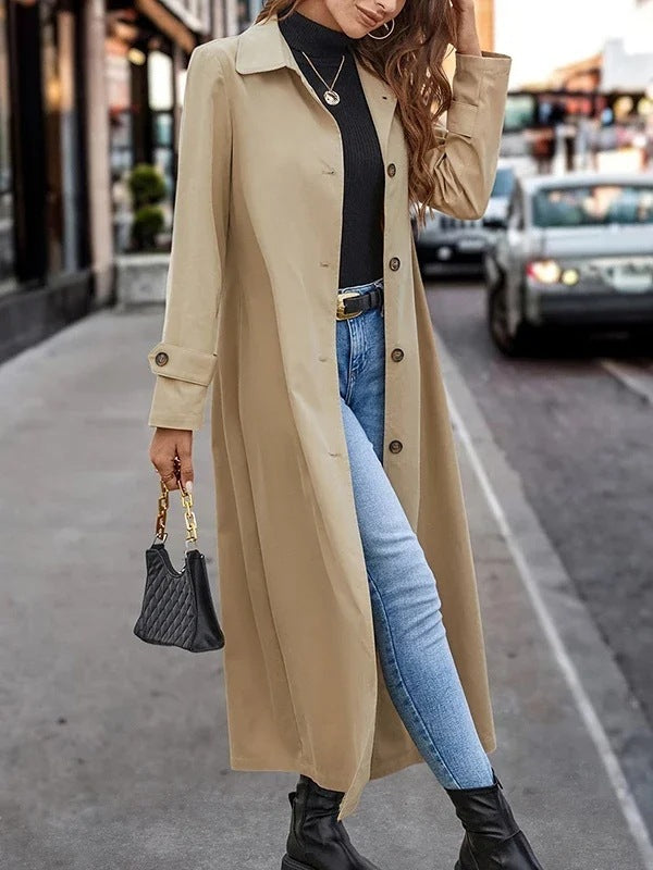 Business Casual Button Long Trench Coat