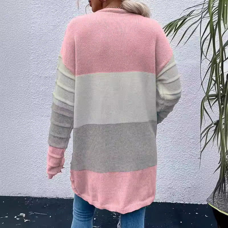 Tri-Color Comfy Style Cardigan