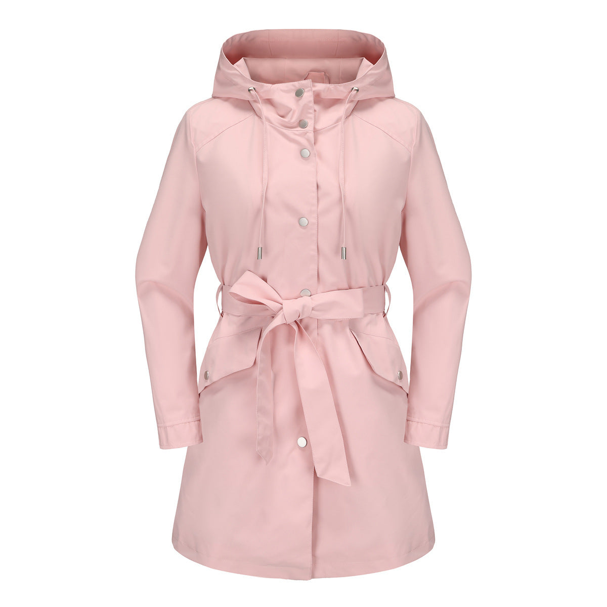 Hooded Waterproof Coat With Belt