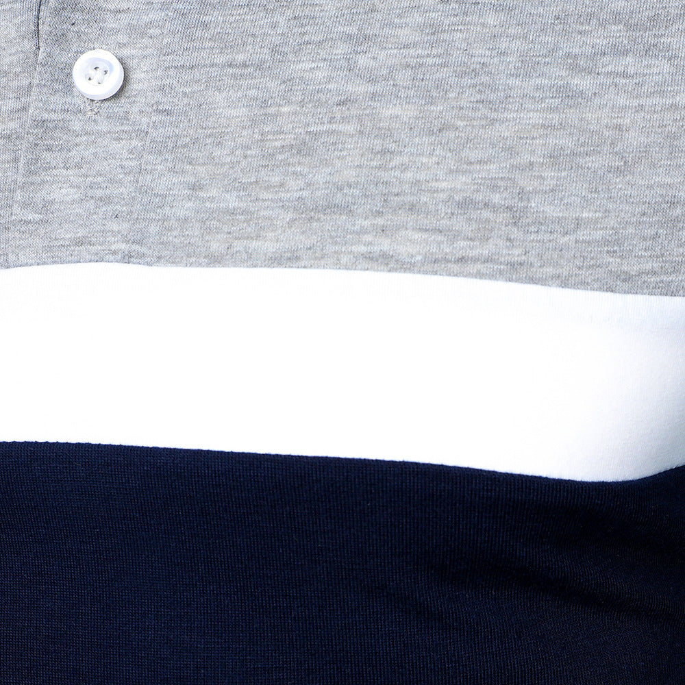 Men's three-color stitching long sleeve shirt