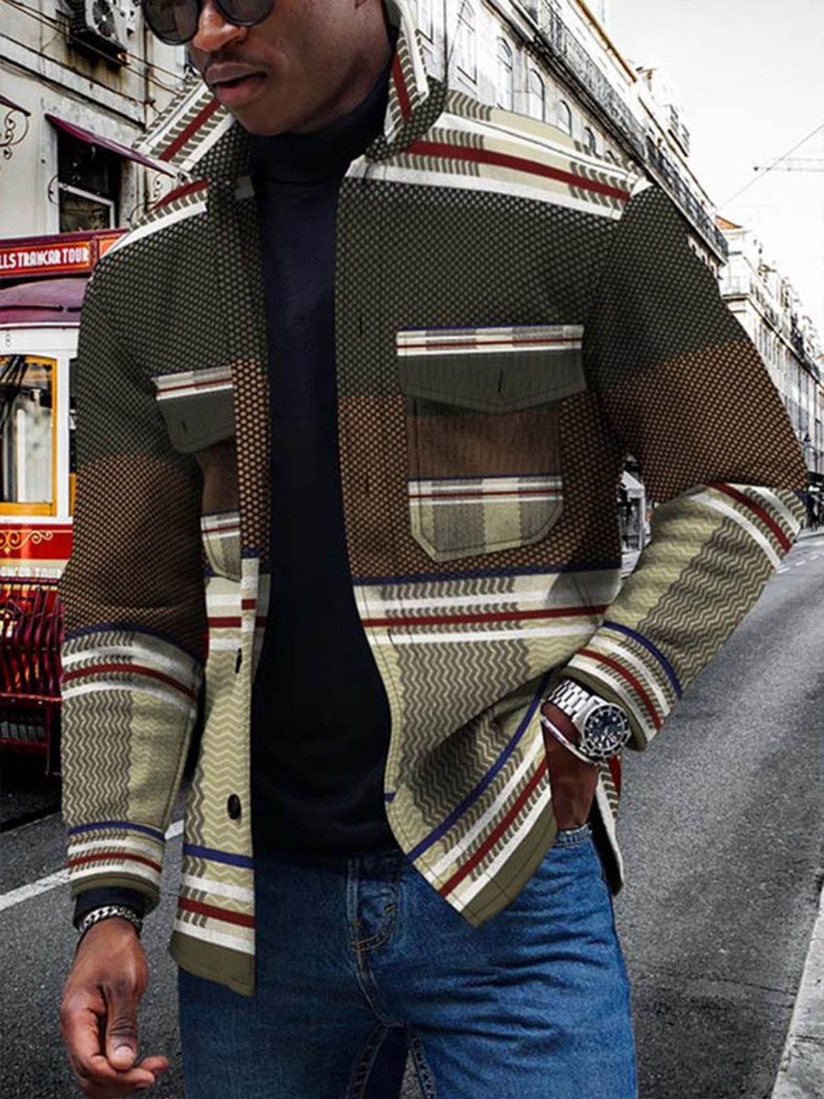 Men's Patchwork Coat