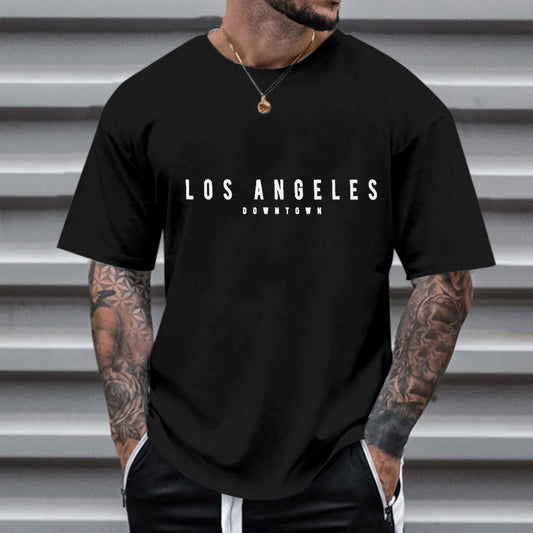 LOS ANGELES Loose And Comfortable Round Neck Short Sleeve