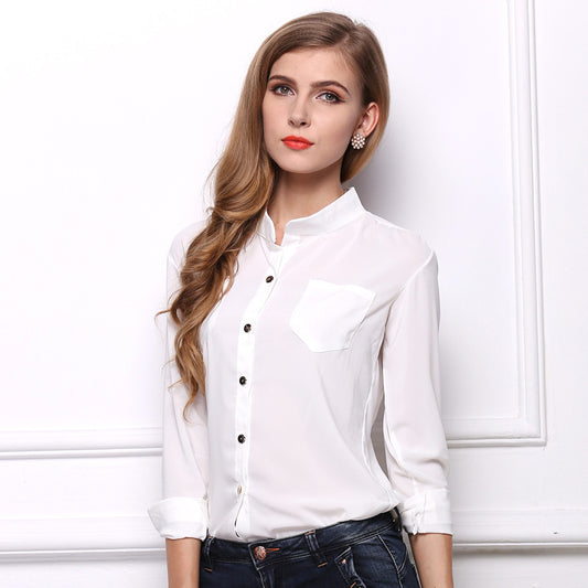 Business Casual Chiffon Style Long Sleeve Shirt