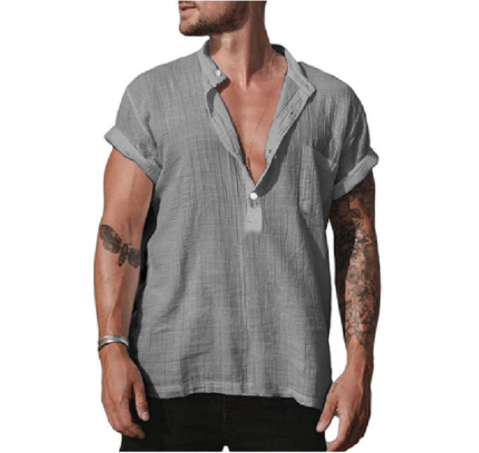 Relaxed Style Pocket Short Sleeve Shirt