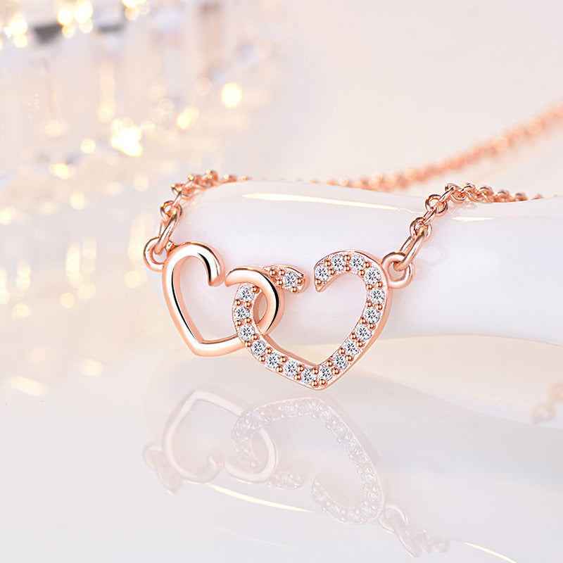 Double Heart Necklace Clavicle Chain