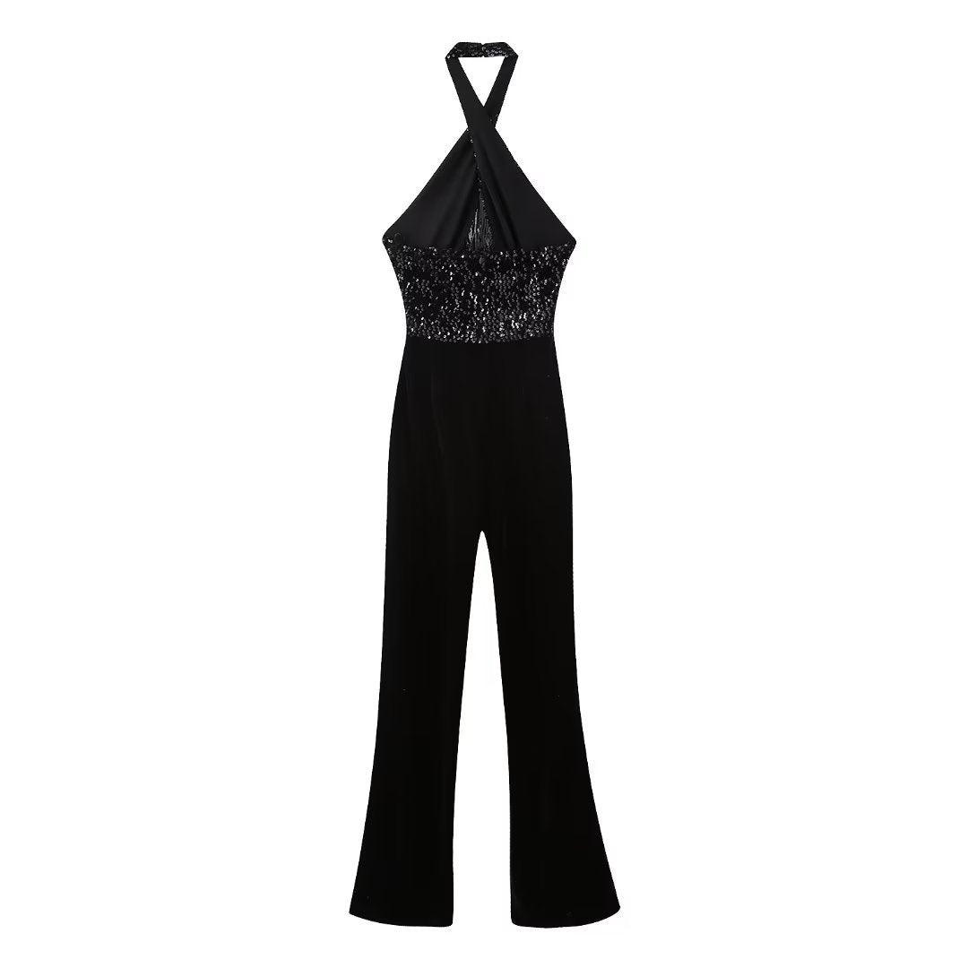 Halter Backless Tassel Beads Jumpsuit