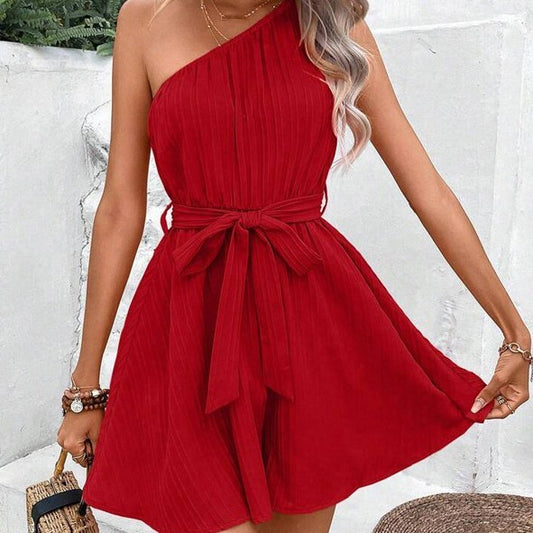 Shoulder Lace-up Sleeveless Jumpsuit Dress