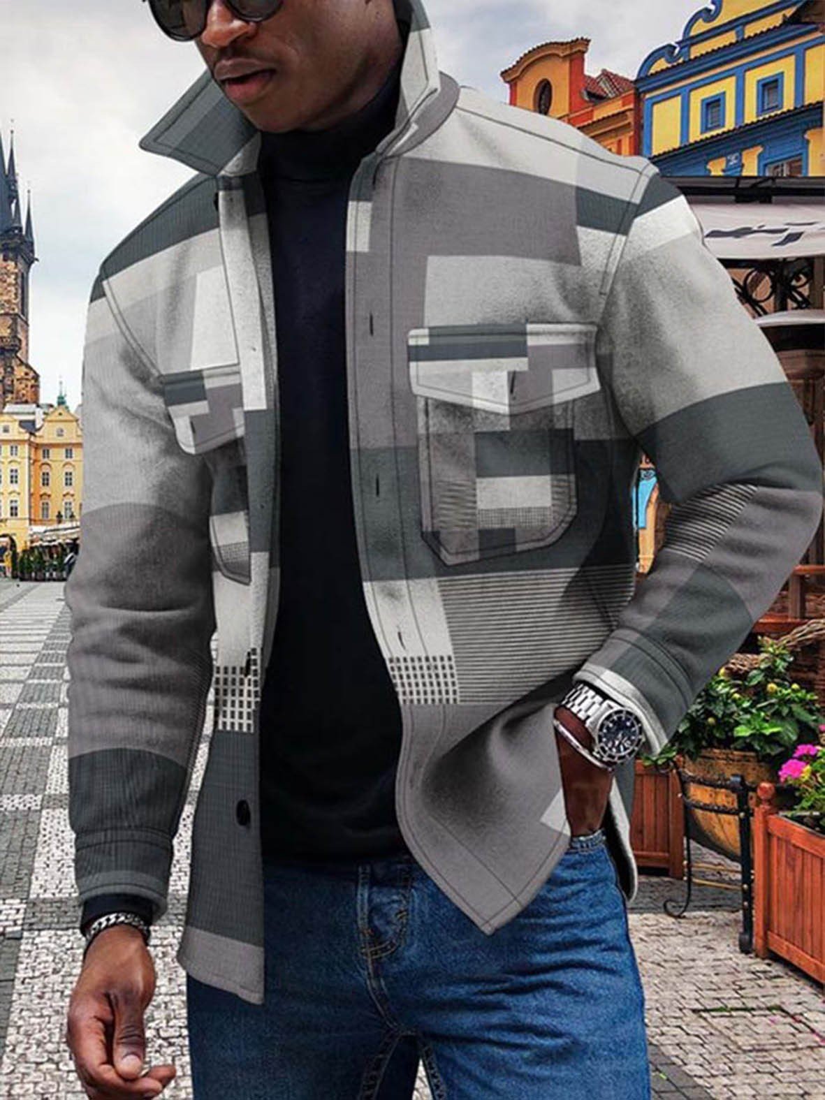 Men's Patchwork Coat