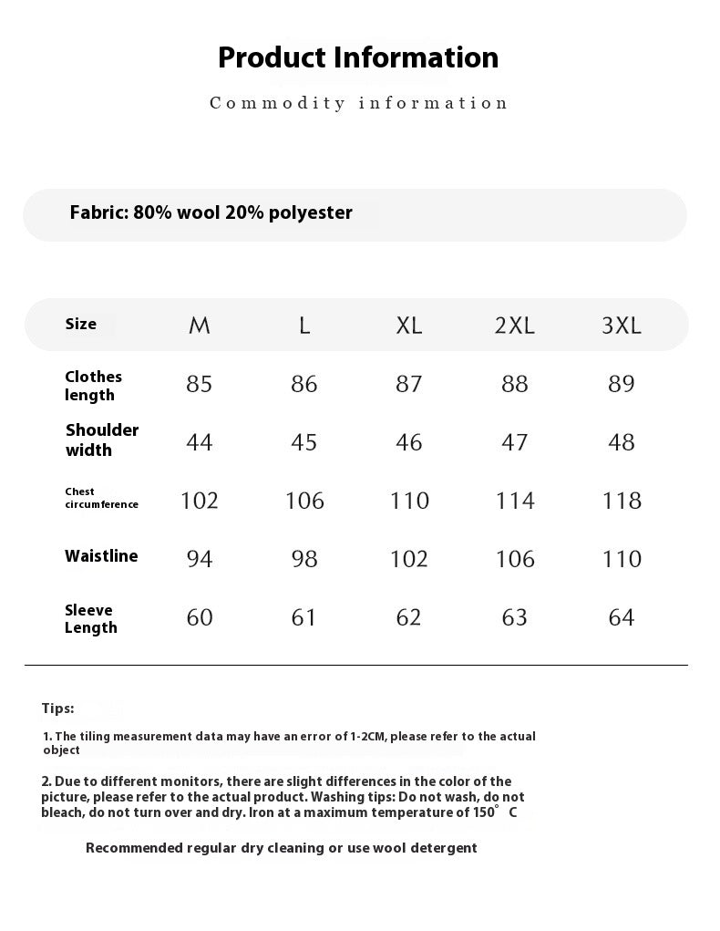 Wool Overcoat Mid-length Herringbone Pattern Jacket