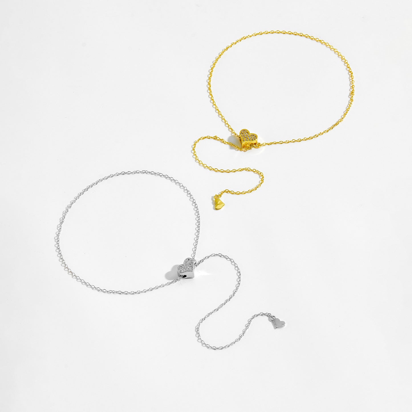 S925 Silver Love Pendant Adjustable Zircon Bracelet