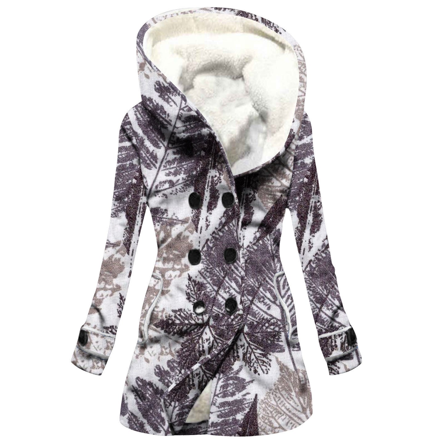 Designer Style Faux Lamb Hooded Coat