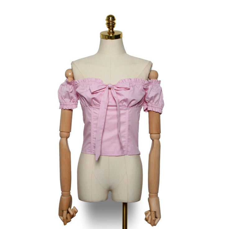 Sexy Bowknot Collar Short-sleeved Shirt