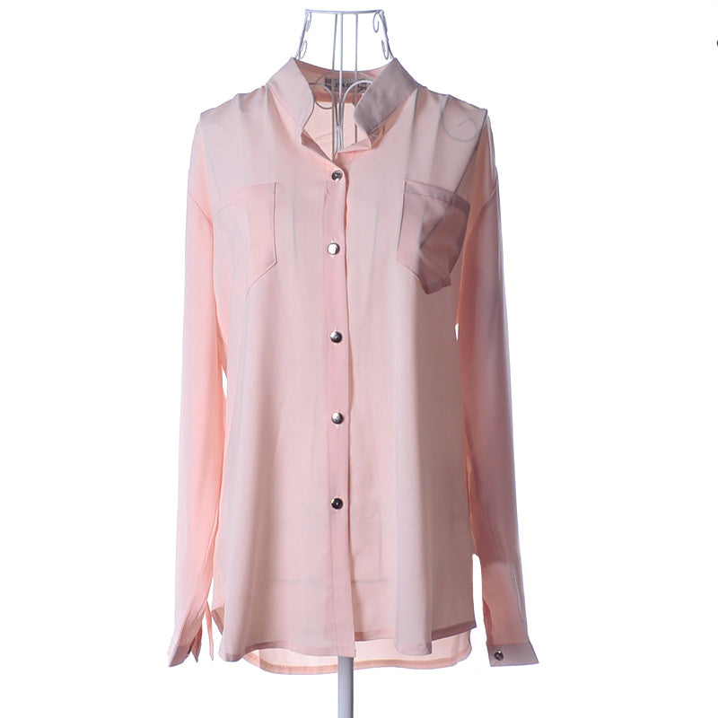 Business Casual Chiffon Style Long Sleeve Shirt