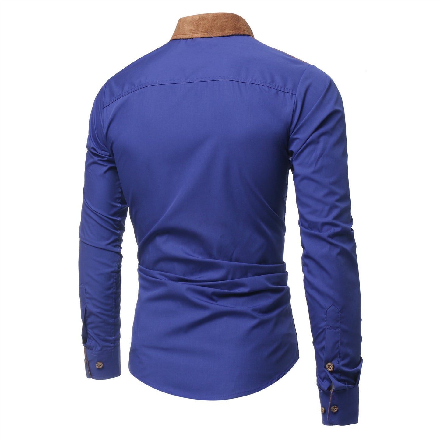 Men's Long-sleeved Shirts Featuring Deerskin Collar