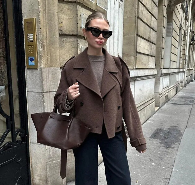 Loose Double Buckle Overcoat