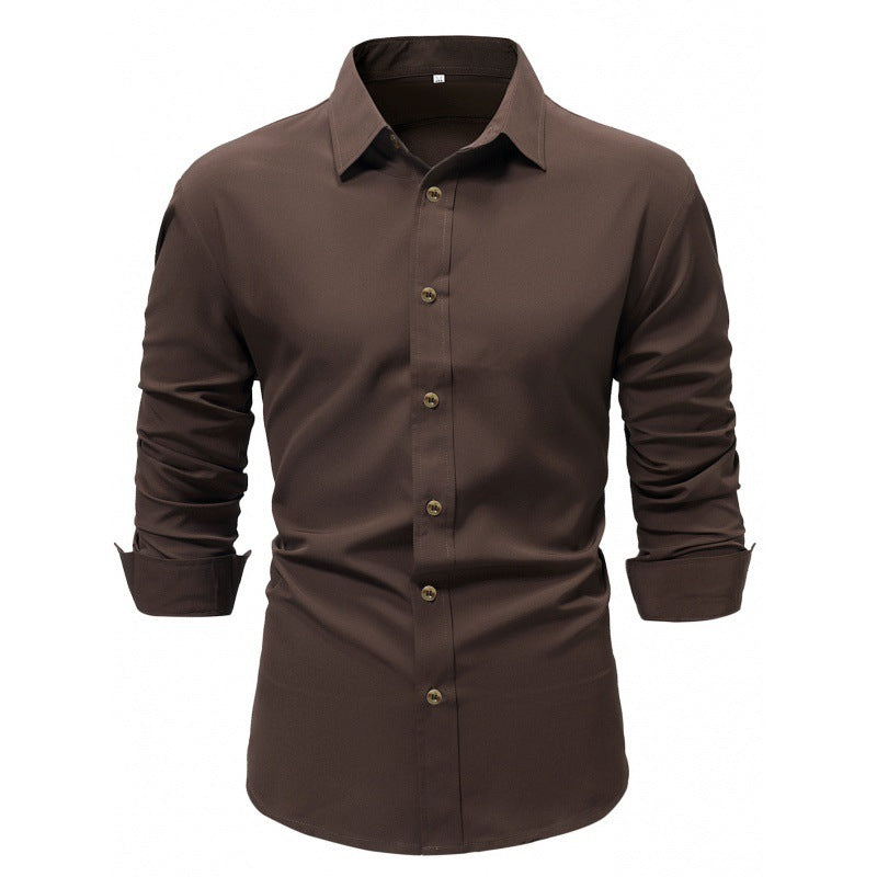 Men's Solid Color Long Sleeve Business Shirt