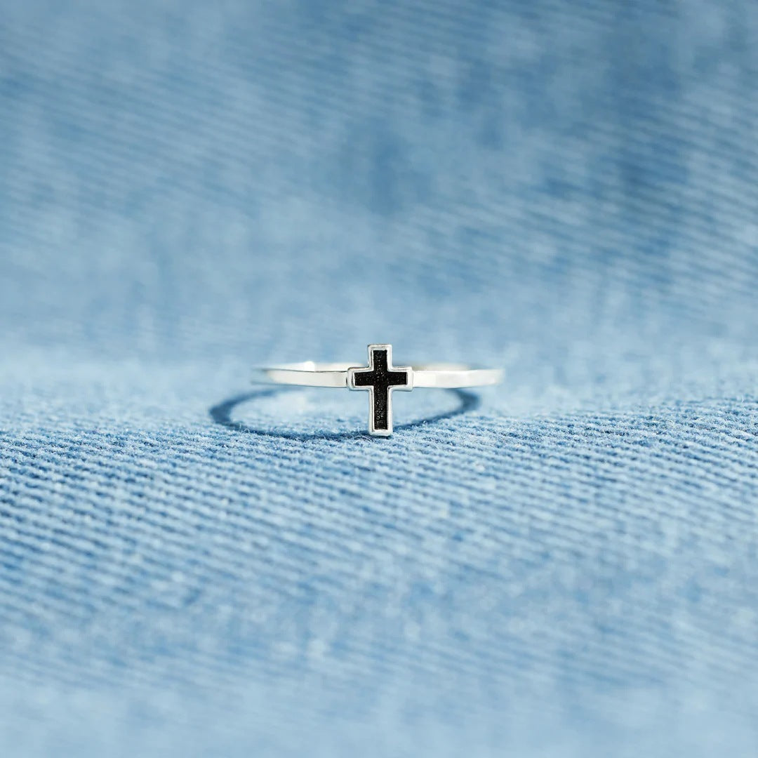 Cross Ring Drip Glazed Sterling Silver S925