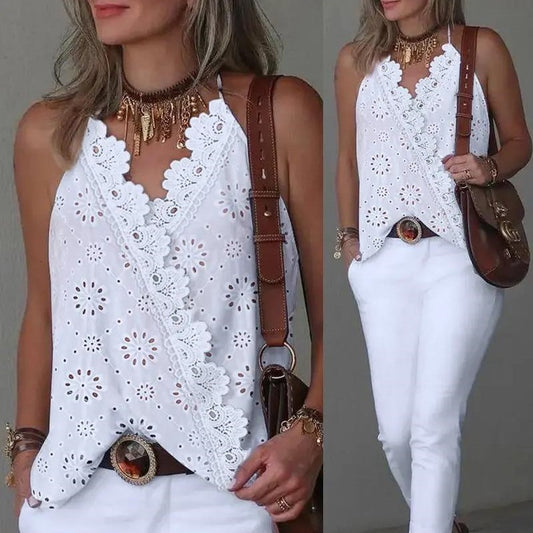Retro Lace Cutout Camisole For Women