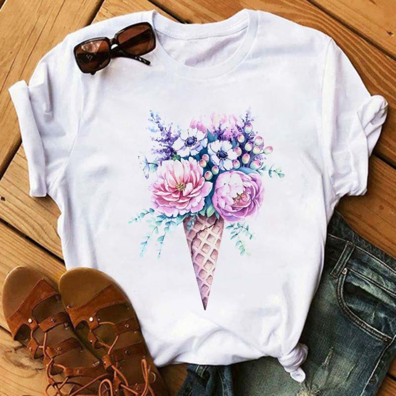 Ice Cream & Flower Designed Short Sleeve Shirts