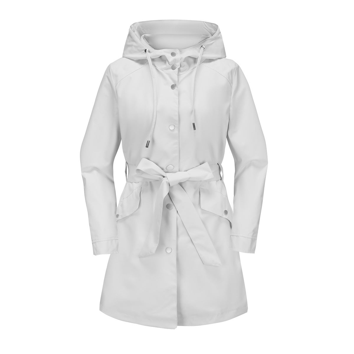 Hooded Waterproof Coat With Belt