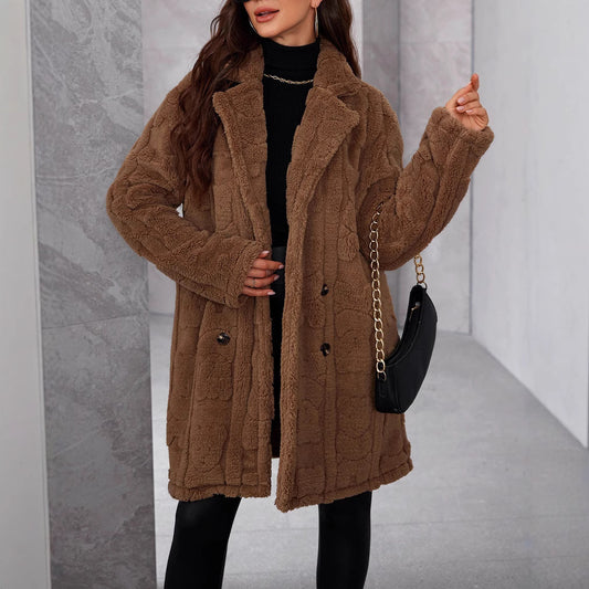 Elegant Loose Fitting Women's Overcoat