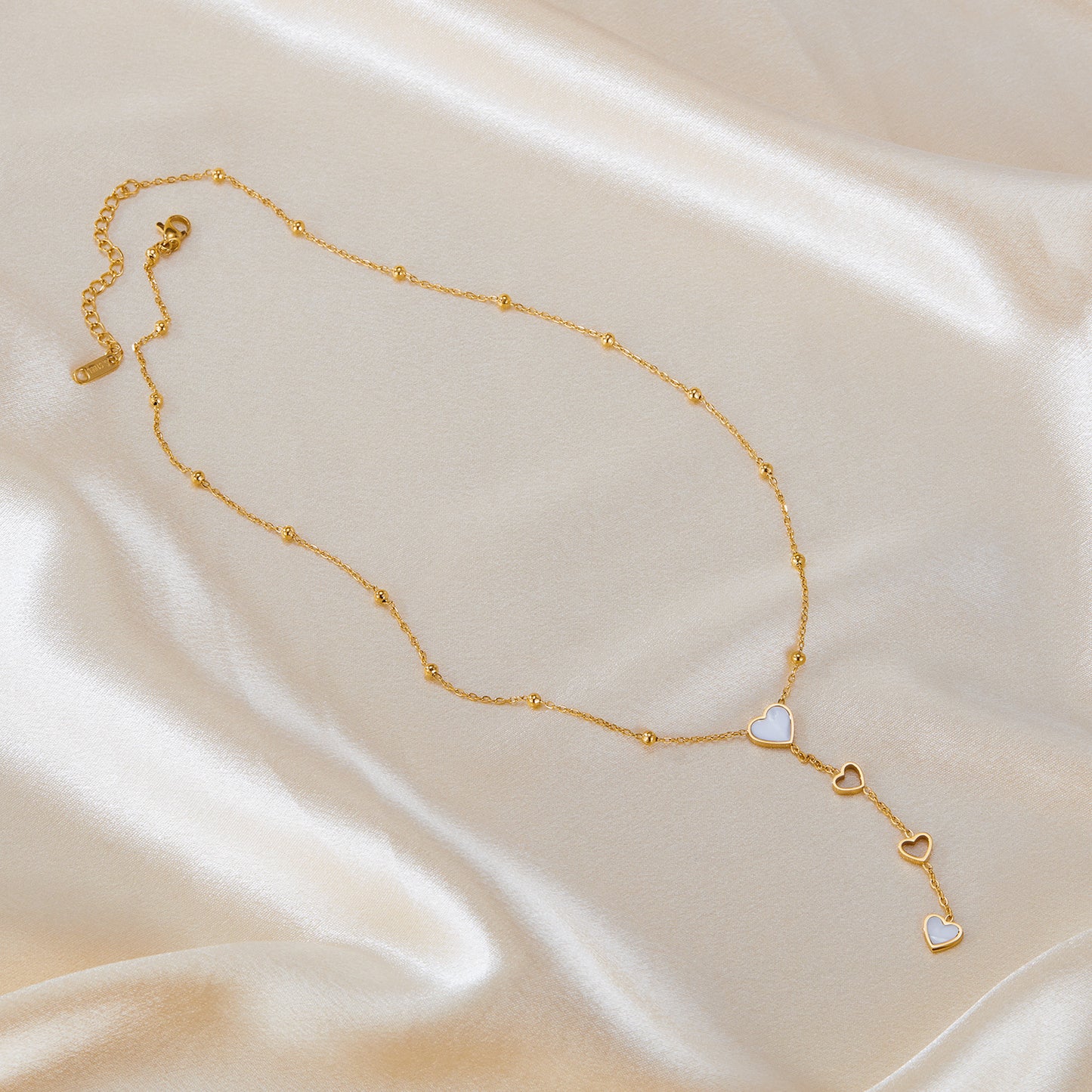 Heart Drip Necklace Pearl Top Bottom Hollow Middle