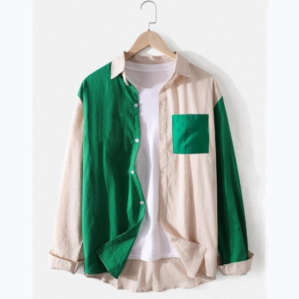 Men's Colorblock Slim Long Sleeve Shirt