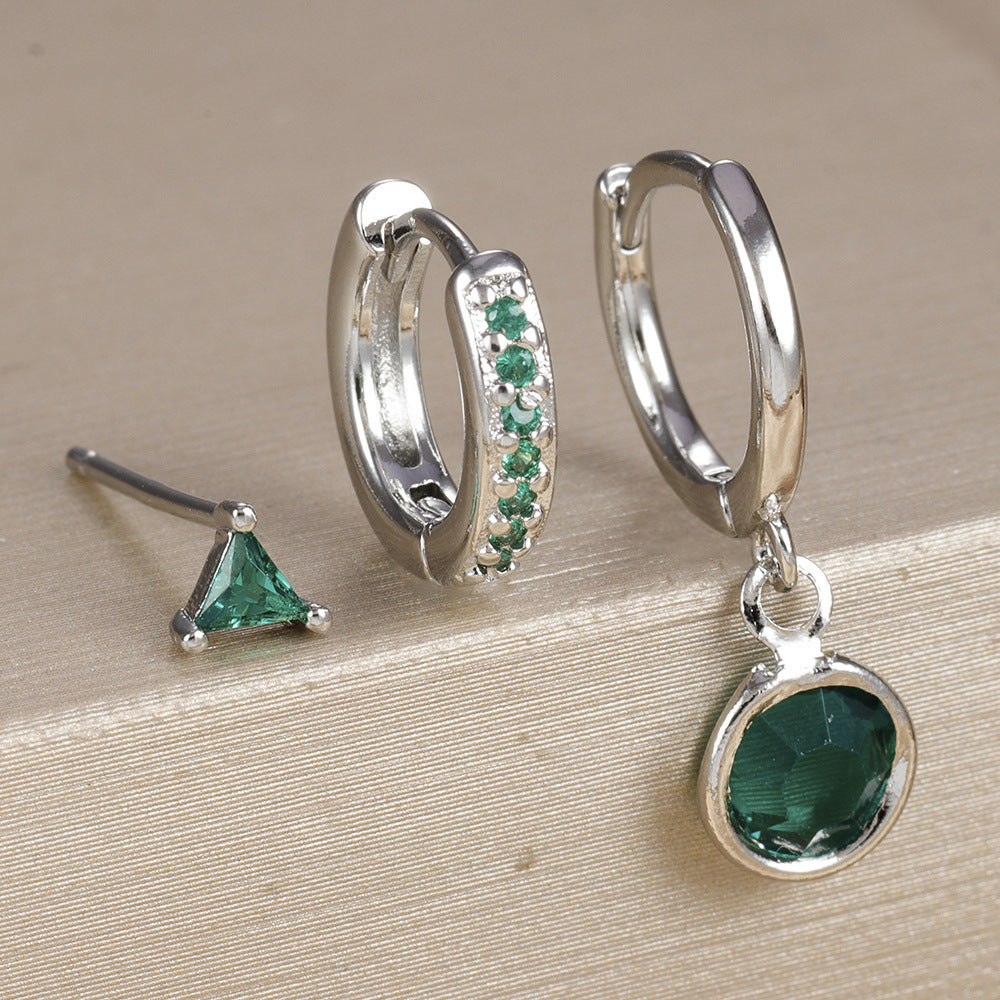 Micro Inlay Round Zircon Earrings