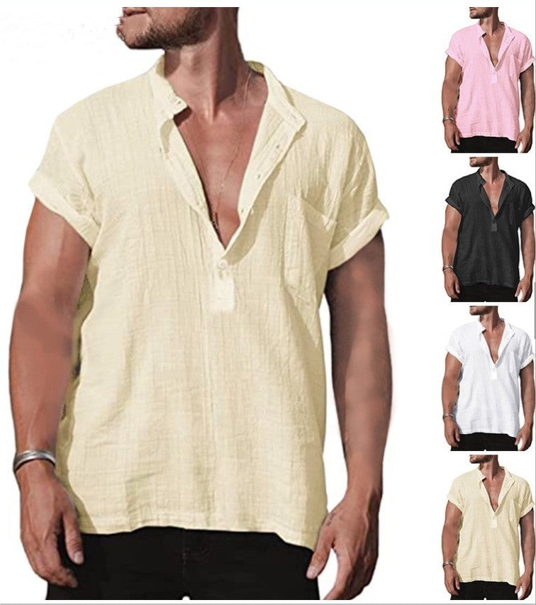 Relaxed Style Pocket Short Sleeve Shirt