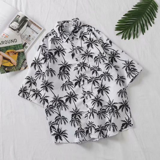 Tropical Style Casual Loose Half Sleeve Men's Shirt
