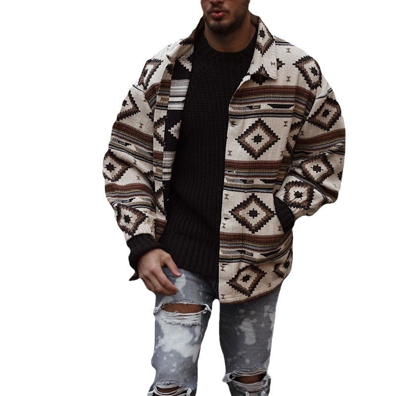 Geometric Pattern Lapel Breasted Jacket